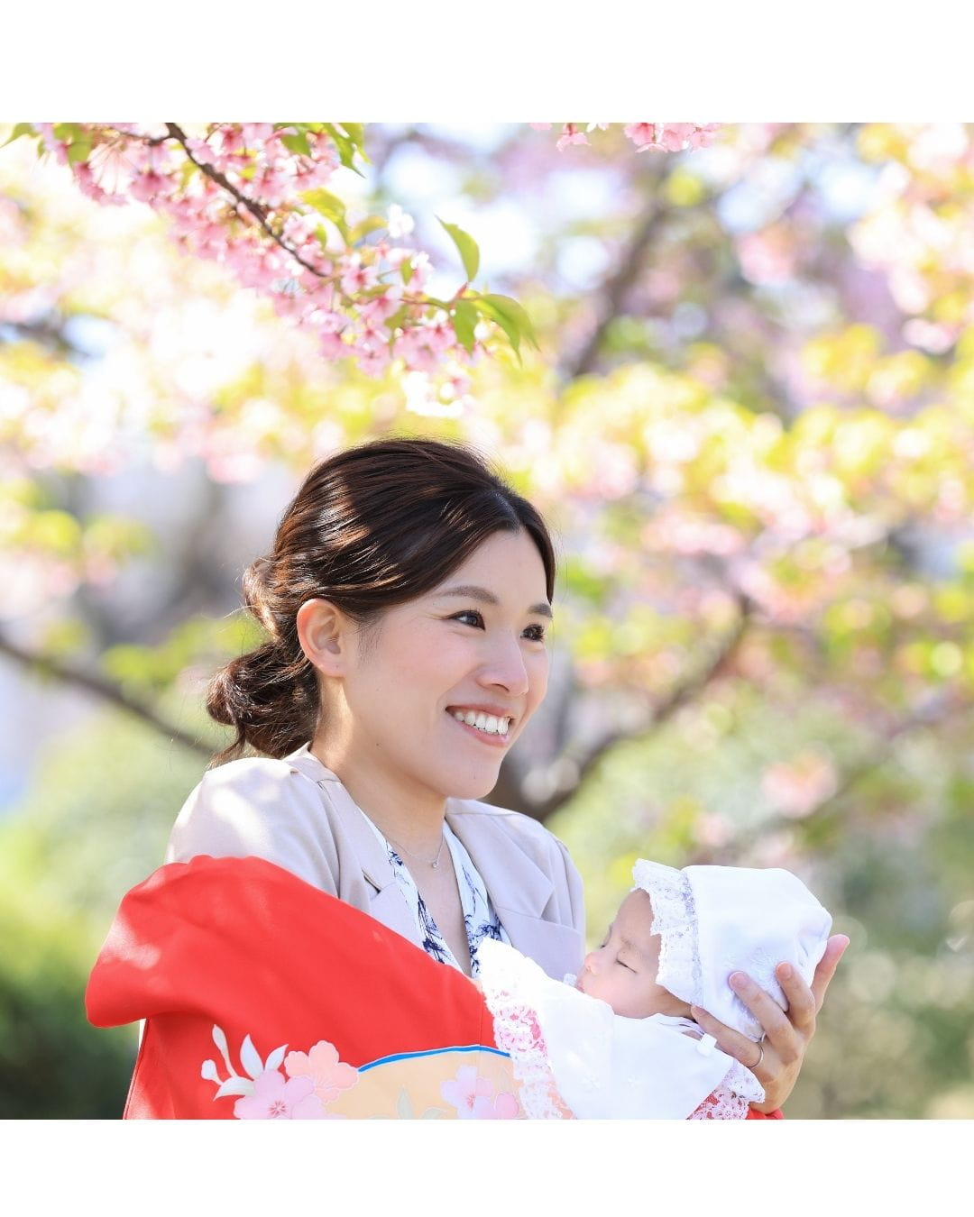 住吉公園桜フォト お宮参り撮影